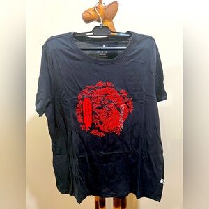 Black puma t-shirt with red design.